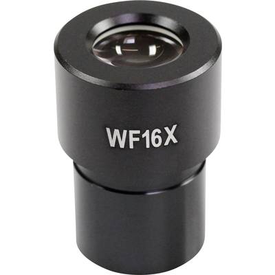Et sort mikroskop-okular med påskriften 'WF16X', som bruges til forstørrelse af prøver i videnskabelige undersøgelser.