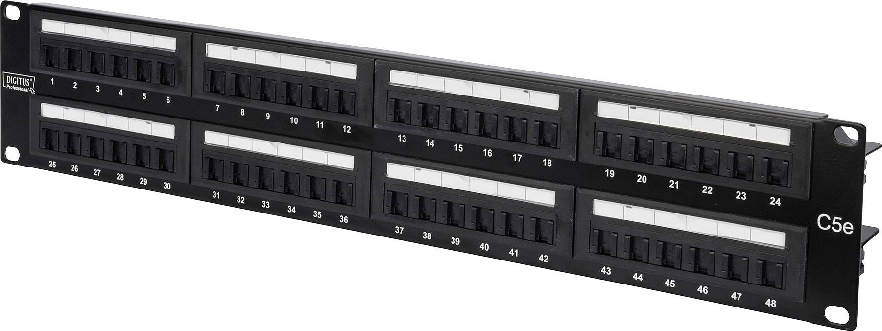 Digitus DN-91548U 48 porte Netværk-patchpanel 483 mm (19") CAT 5e 2 U Sort uden stik