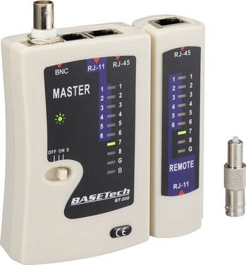 Kabeltester   BT-200  Basetech  BT-200      Beregnet til... RJ-45, RJ-11, BNC