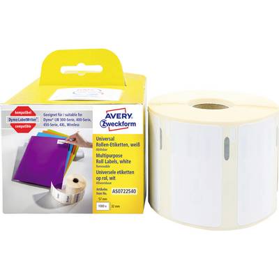 Avery Zweckform universal-etiketter, hvide, kompatible med Dymo-labelwriter, 1000 etiketter pr. rulle.