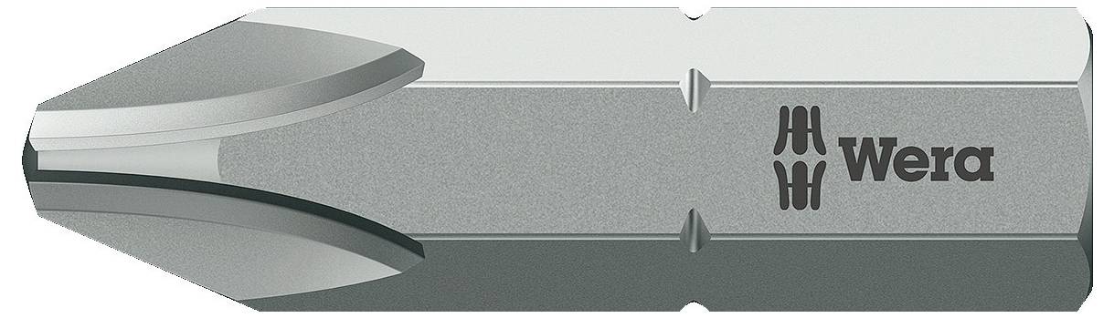 Bitskruetrækker med Wera-logo, sølvfarvet, skråt afsluttet fortil.