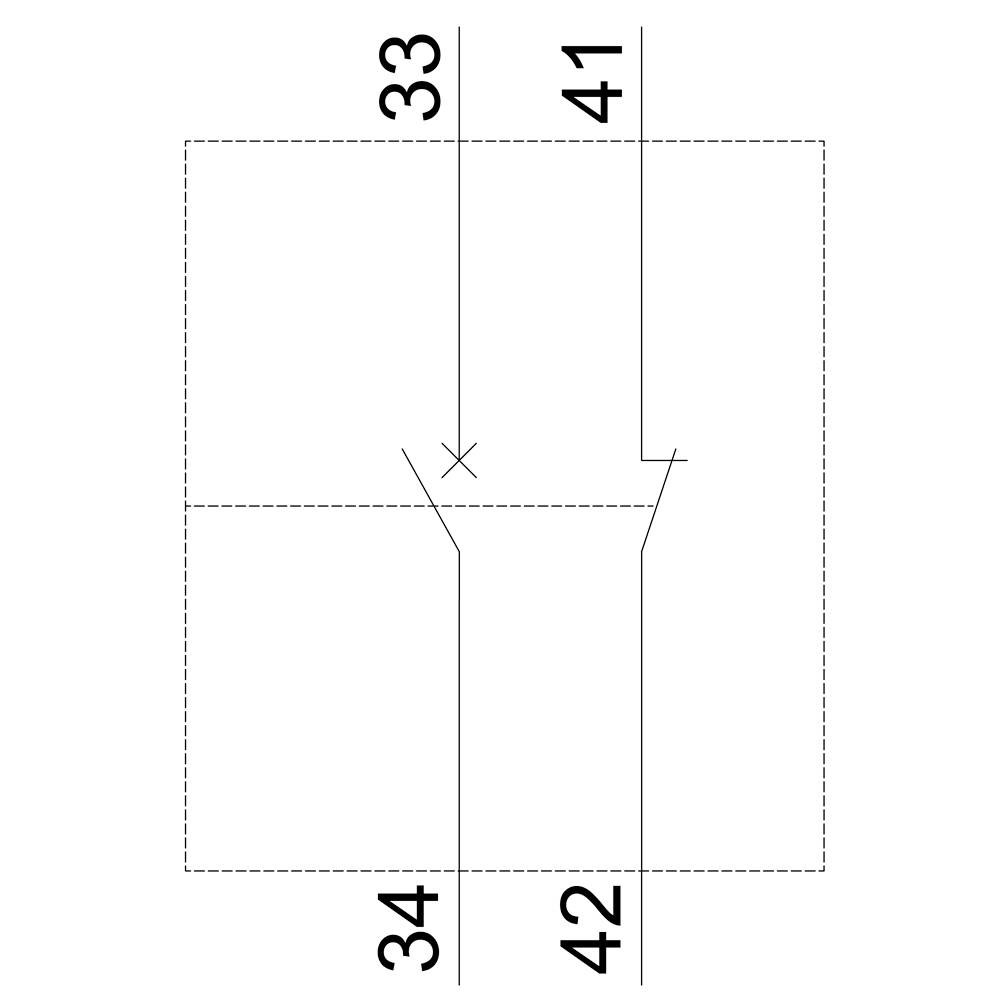 Lineær skitse af et diagram med to vertikale akser, markeret med '33', '34', '41' og '42', viser højdeforskelle.