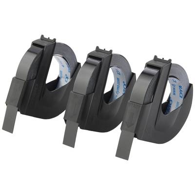 DYMO 3D Prægebånd,skrifttape Sæt med 3 stk. Plastic Båndfarve: Sort Skriftfarve: Hvid 9 mm 3 m S0847730
