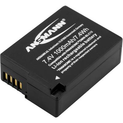 Sort lithium-ion batteri med påskrift 'ANSMANN 7.4V 1000mAh 7.4Wh', kompatibel med Panasonic-enheder.