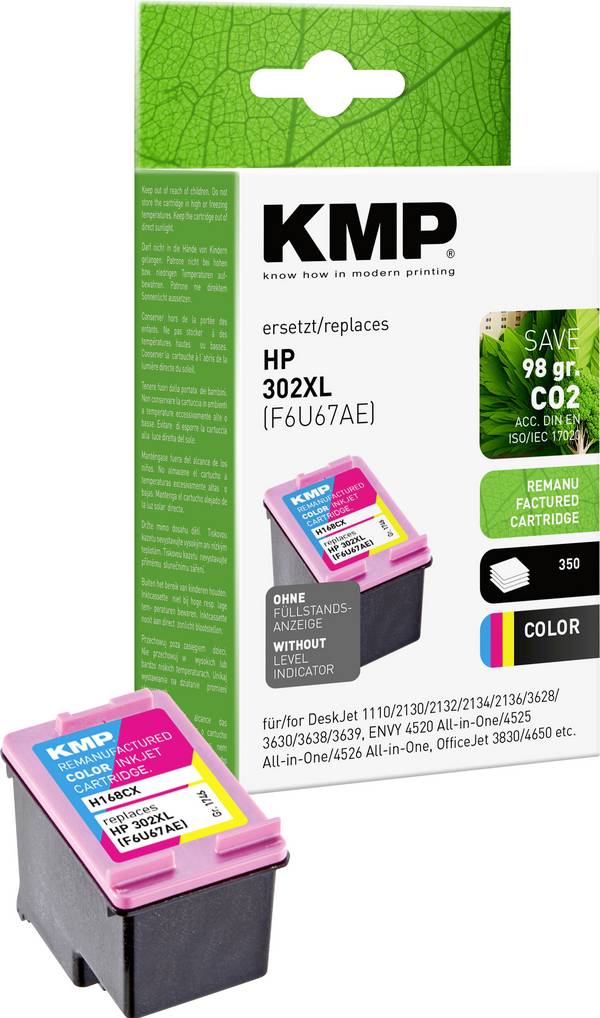 KMP Blæk erstatter HP 302XL, F6U67AE Kompatibel Farve H168CX 1746,4030