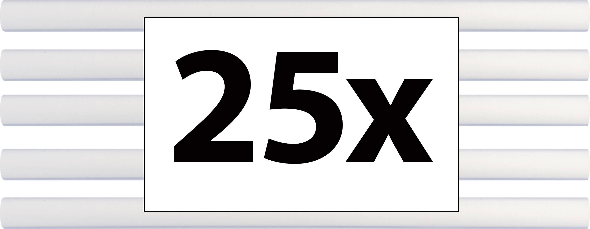 Billedet viser tallet '25x' i sort på hvid baggrund, omkranset af seks vandrette hvide linjer.