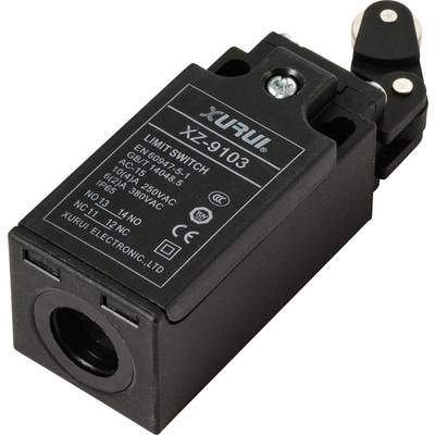 En sort endekontakt med påskriften 'XZ-9103'. Producent: XURUI. Tekniske detaljer som spænding og strømstyrke angivet.