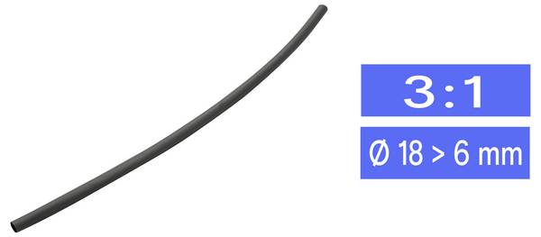 TRU COMPONENTS 1570599 Krympeslange uden lim  Sort 18 mm 6 mm Krympningshastighed:3:1 Metervare