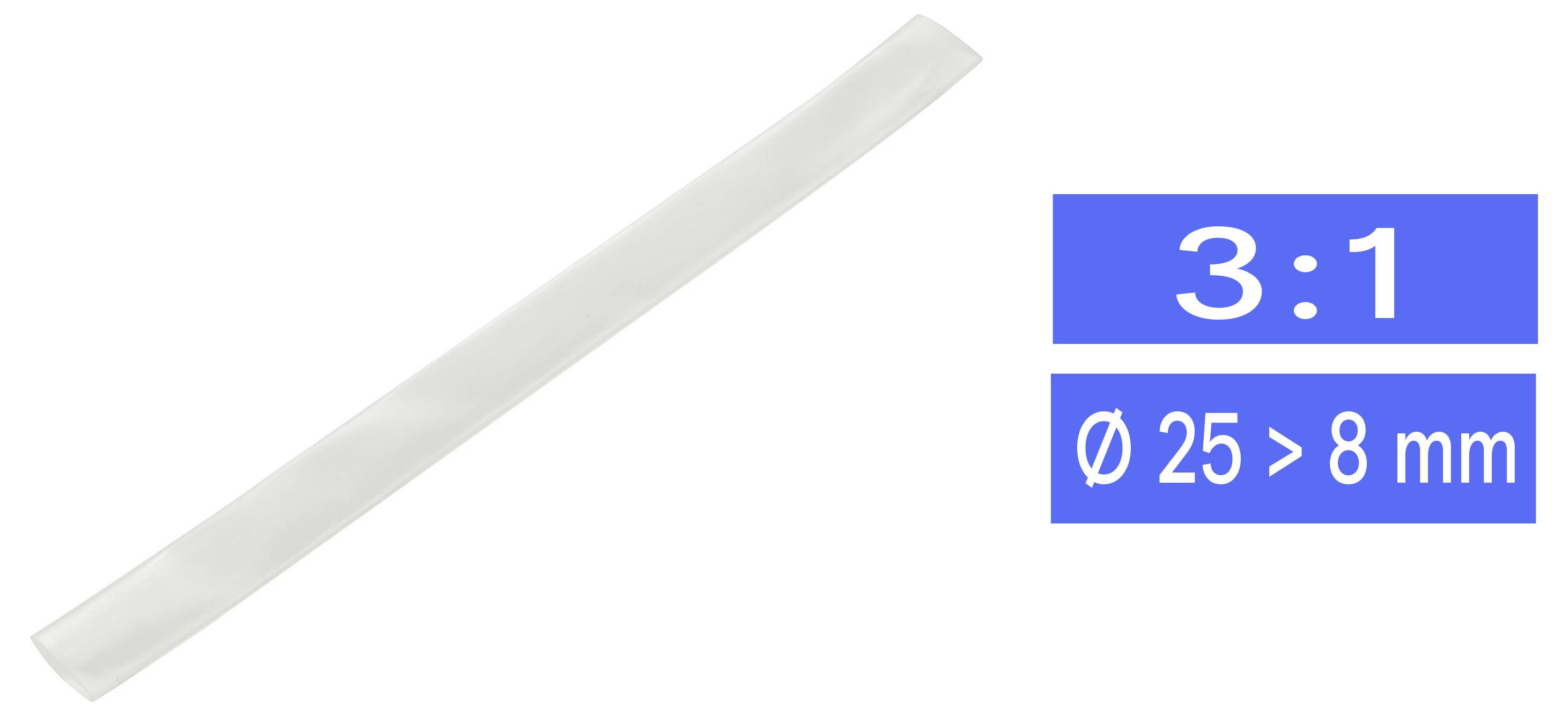 TRU COMPONENTS 1570602 Krympeslange uden lim Klar 25 mm 8 mm Krympningshastighed:3:1 Metervare-0