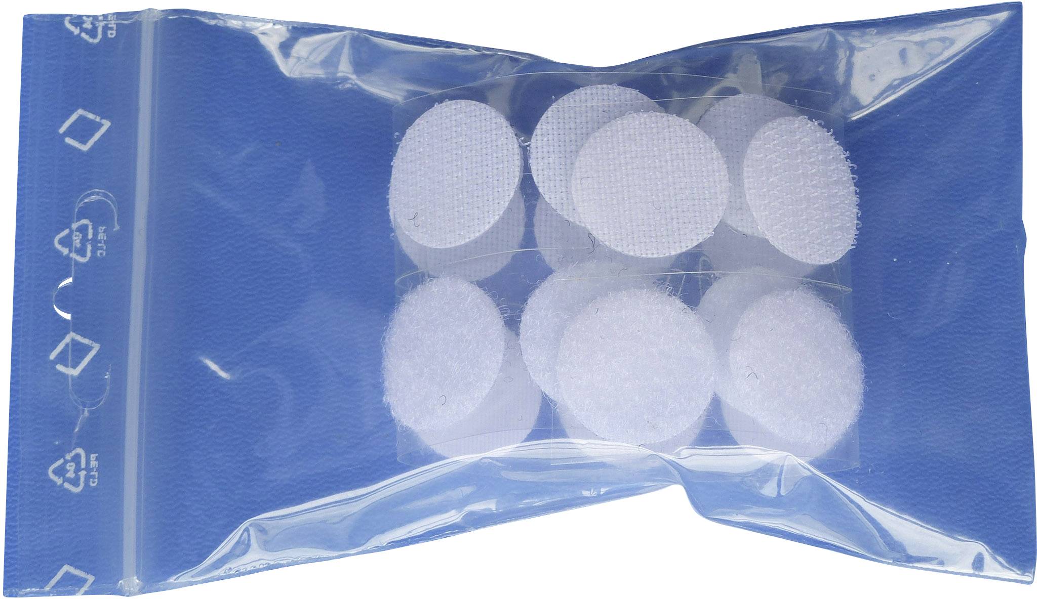 TRU COMPONENTS 685-010-Bag Burrebåndpunkter til fastlimning Burrebånd statisk loop del (Ø) 20 mm Hvid 8 Paar