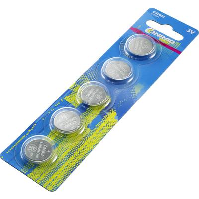 Conrad energy Knapcellebatteri CR 2032 3 V 5 stk 220 mAh Lithium