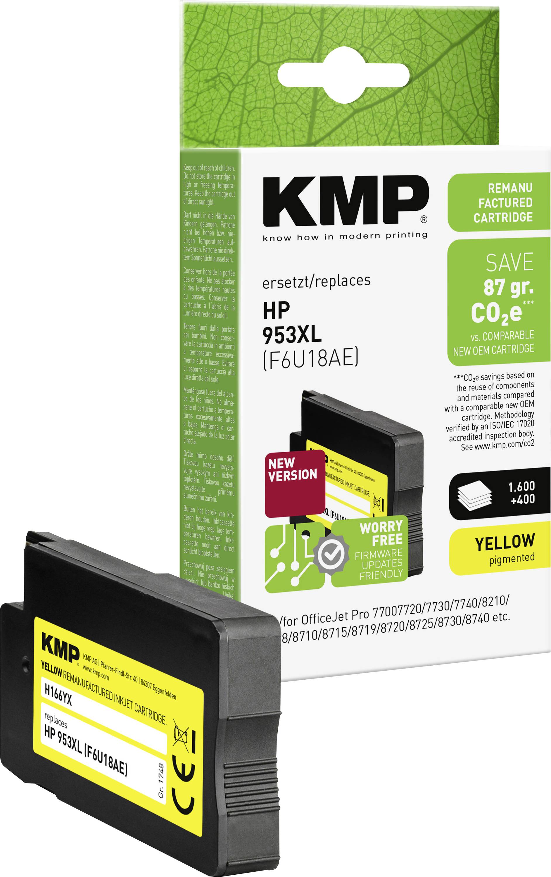 KMP Blæk erstatter HP 953XL Kompatibel Gul H166YX 1748,4009