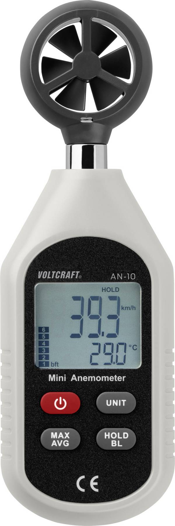 VOLTCRAFT AN-10 Anemometer 0.3 til 30 m/s Magnet-vingehjul