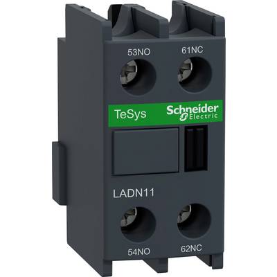 Schneider Electric TeSys LADN11 hjælpekontaktblok med mærkede klemmer 53NO, 61NC, 54NO og 62NC.