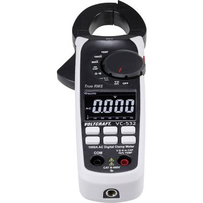 Digitalt tangmeter med '0.000' display til spændings- og strømmåling. Model 'Voltcraft VC-532', egnet til op til 1000A.