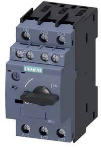 En elektrisk kontakt fra Siemens set fra siden. Kontakten viser 'ON' og har flere skruesamlinger øverst.