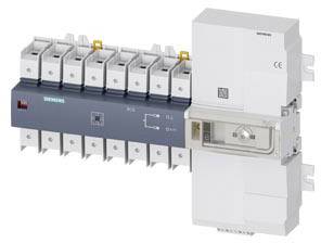 En elektrisk sikringskontakt fra Siemens med flere stik. Viser modelnummer og CE-mærkning, set fra siden.
