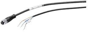 Et sort kabel med en firepoletstik på den ene side og fire åbne ledninger på den anden side.
