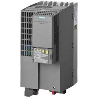Elektronisk enhed med påskriften 'SINAMICS'. Den har ventilationsåbninger øverst og et betjeningspanel med advarselsmeddelelser.