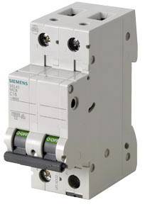 En todelt strømafbryder fra Siemens, model 5SL4, med C16 ampere nominel strøm, egnet til overstrømsbeskyttelse i elektriske installationer.