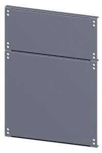 Metalplade med huller i hjørnerne, rektangulær, i mørk farve.