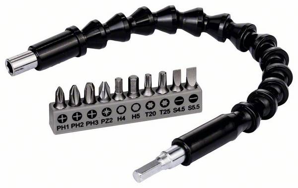 Bosch Accessories 2608522377 2608522377 Bitsæt 11 dele Kærv, Krydskærv Pozidriv, Krydskærv Phillips, Indvendig sekskant (TX), Unbrako