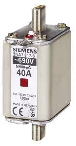 Siemens højspændings-sikringsindsats, NEOZED-størrelse NH00, 690V, 40A, egnet til brug i elektriske tavler.