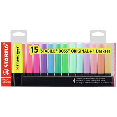 STABILO Tekstmarker BOSS® ORIGINAL 7015-01-5 Forskellig farvesortering 2 mm, 5 mm 15 stk