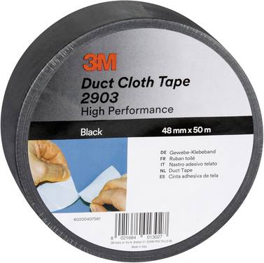 3M  2903D4850B Tekstiltape 3M™ 2903 Sort (L x B) 50 m x 48 mm 1 stk