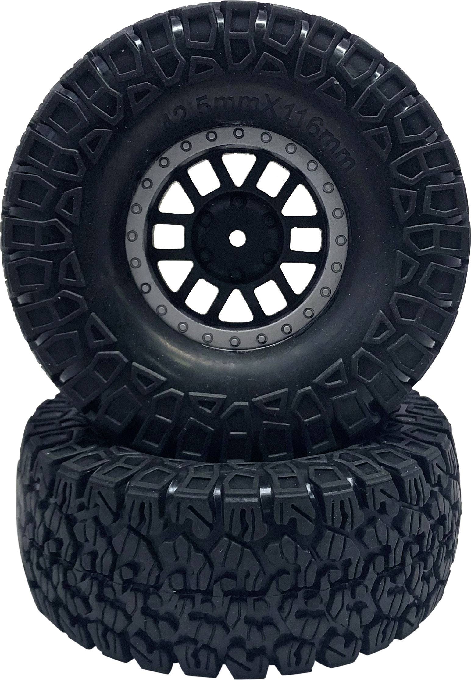Reely 1:10 Crawler Komplette hjul offroad 6 dobbelte eger Mørkegrå 2 stk-0