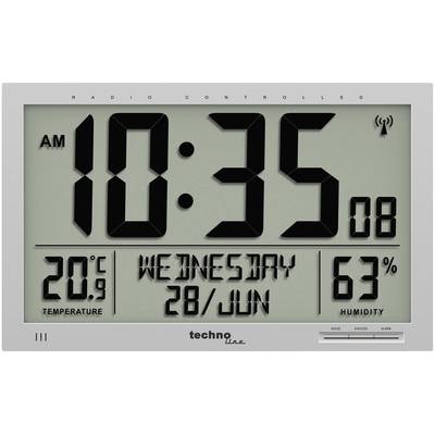 Techno Line WS 8013 Radio Vægur 369 mm x 229 mm x 24 mm Sølv Stort display