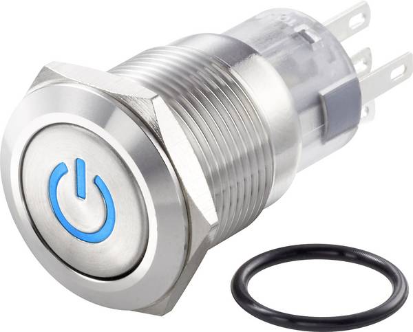TRU COMPONENTS  TC-7494500  TC-LAS1-AGQ-11ZDT/B/12V/S  Hærværkssikret trykkontakt  250 V/AC  3 A  1 x Off/On  Klikkende  Blå    IP65  1 stk
