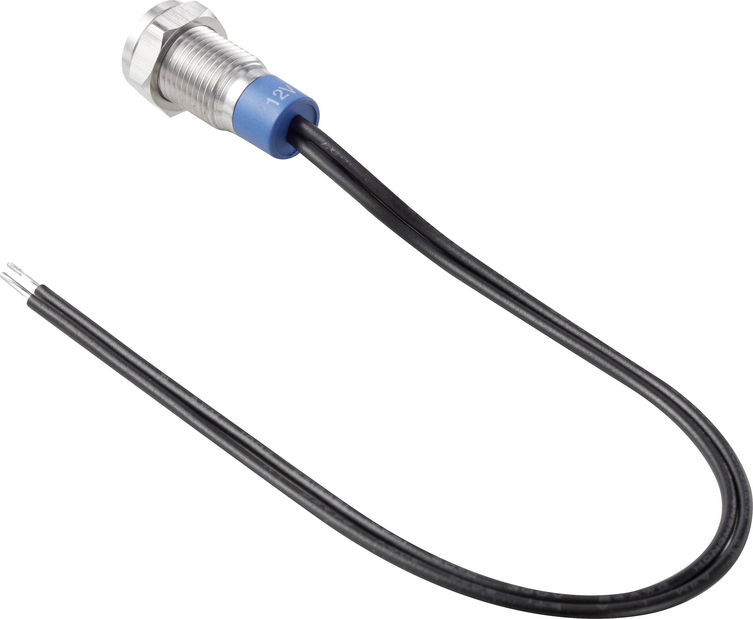 En cylindrisk sensor med metalgevind og langt sort kabel, egnet til industrielle anvendelser.