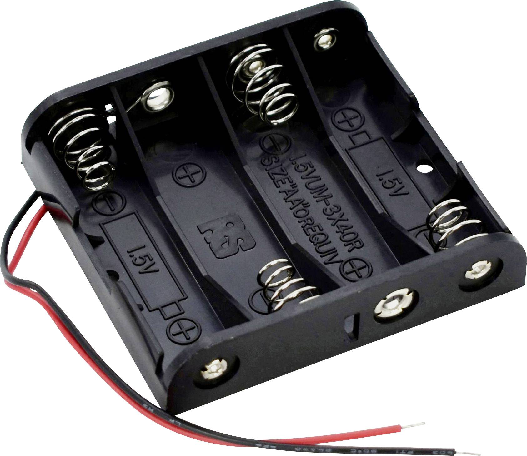 Takachi SN34 Batteriholder 4 R6 (AA) Kabel (L x B x H) 61.9 x 57.2 x 15 mm