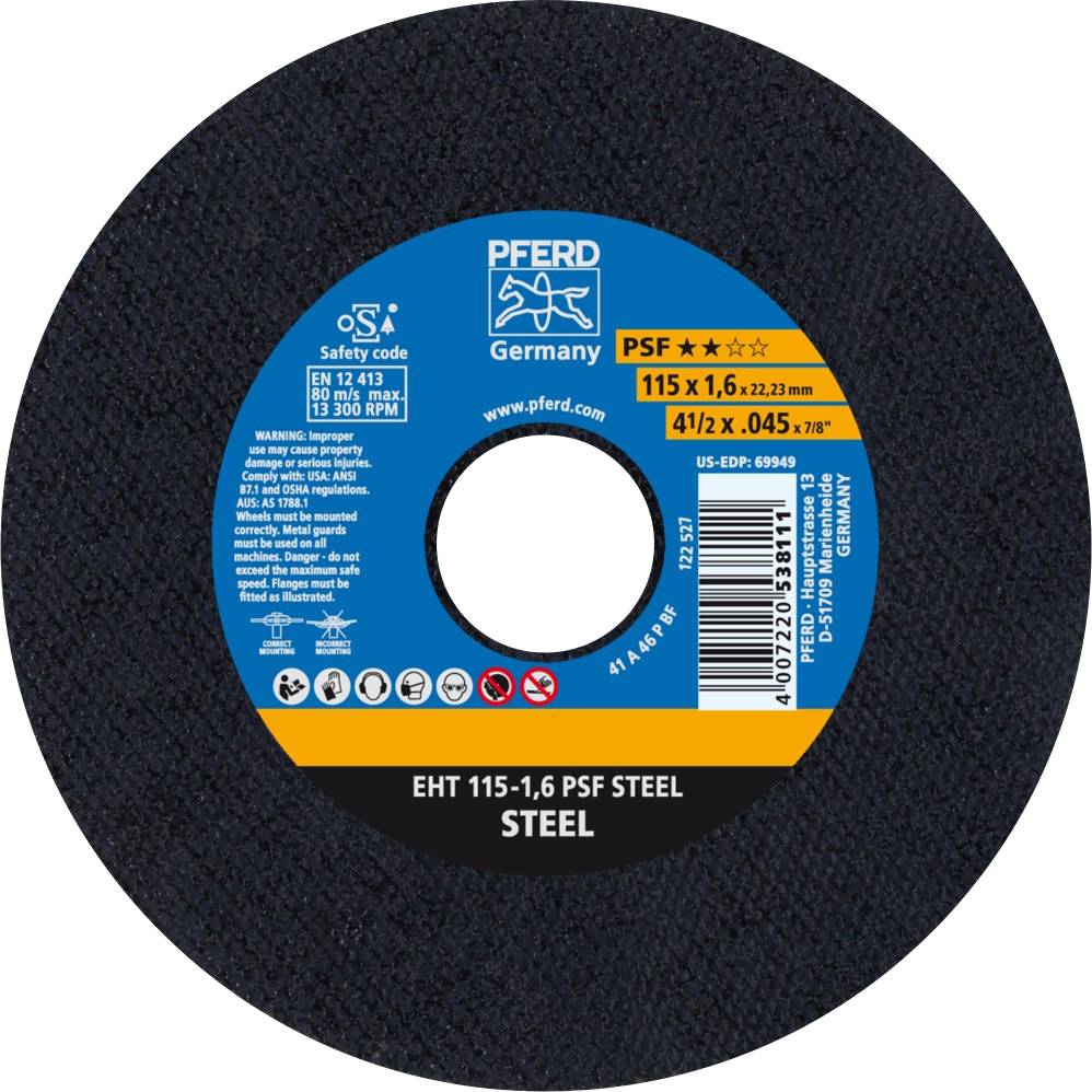 PFERD TOOLS PSF STEEL 61730021 Skæreskive lige 115 mm 22.23 mm 25 stk