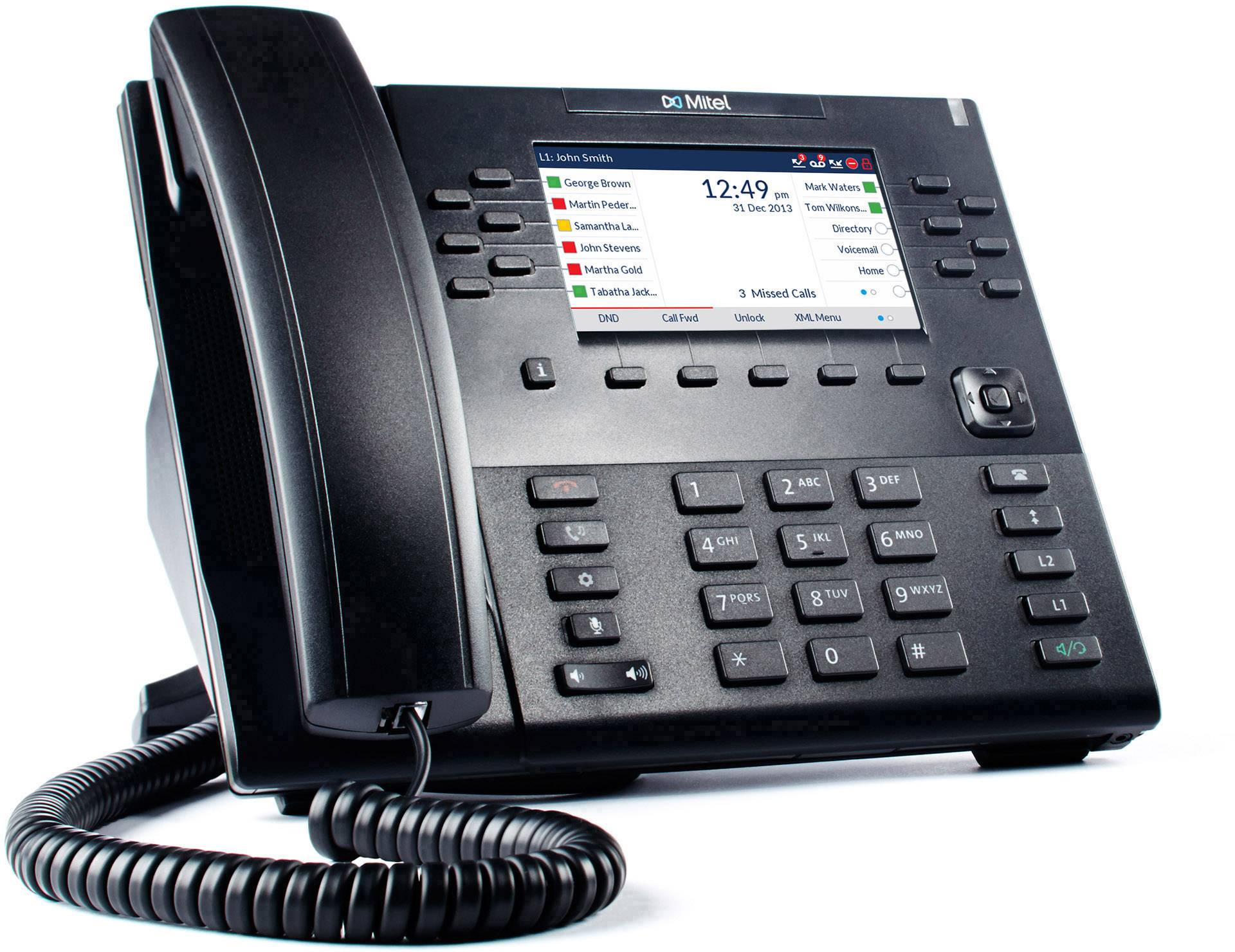 Mitel 6869 VoIP SIP Telefon Ledningsforbundet telefon, VoIP Integreret webserver, PoE Farvedisplay Sort