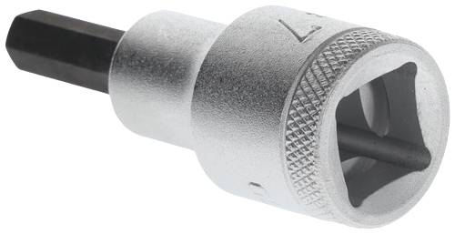 Sekskant skruebit med cylindrisk skaft og riflet ende for bedre greb, fremstillet af metal.