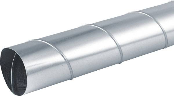 Metalpibe, cylindrisk og riflet, til ventilation eller luftfordeling, isoleret på hvid baggrund.