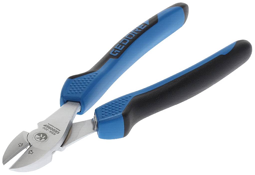 En blå og sort sideavbideren fra mærket GEDORE, egnet til at klippe tråde.