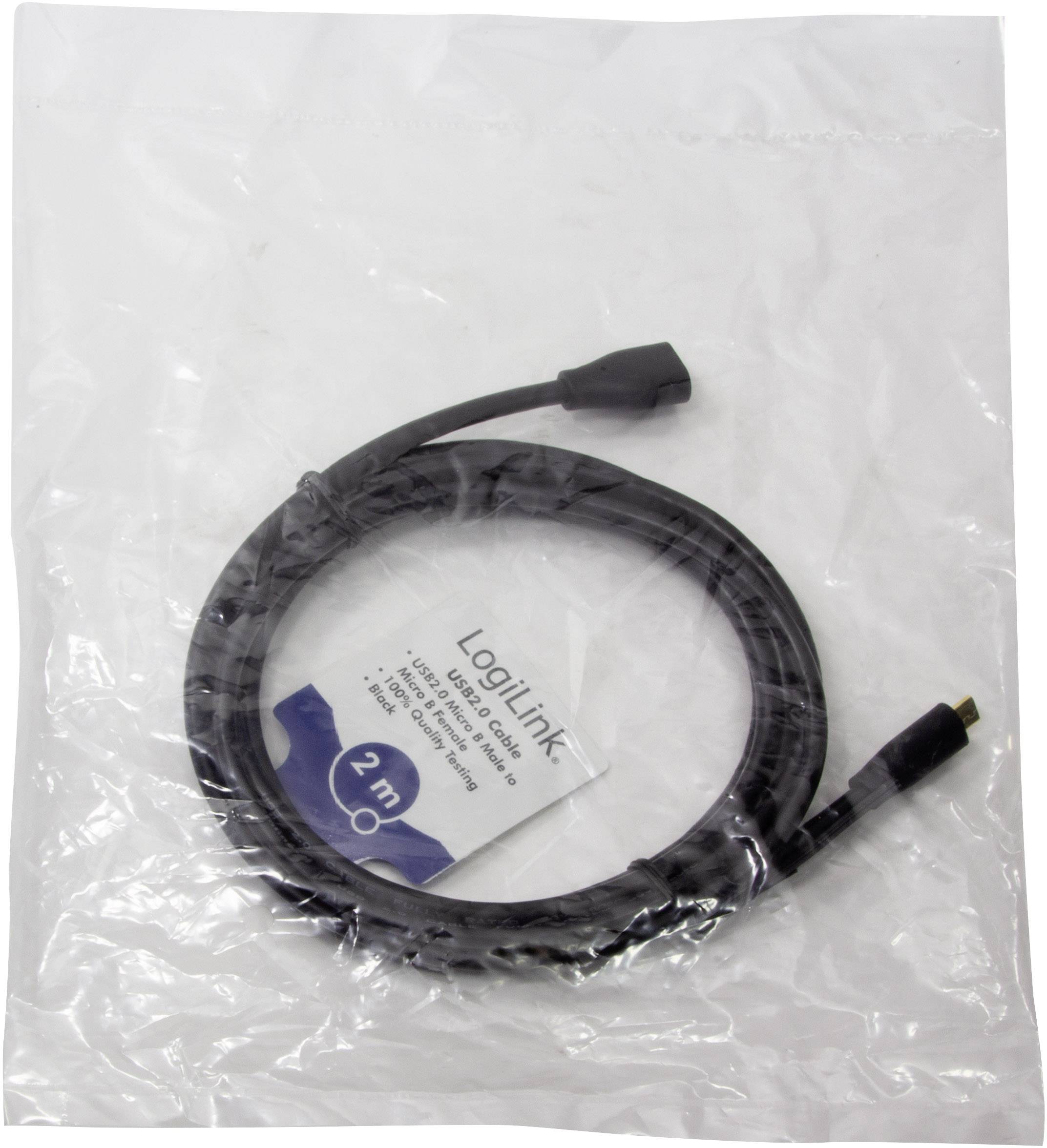 USB-kabel i pakning med 2 meters længde. Etiketten viser 'LogiLink USB-kabel', perfekt til forbindelse mellem enheder.