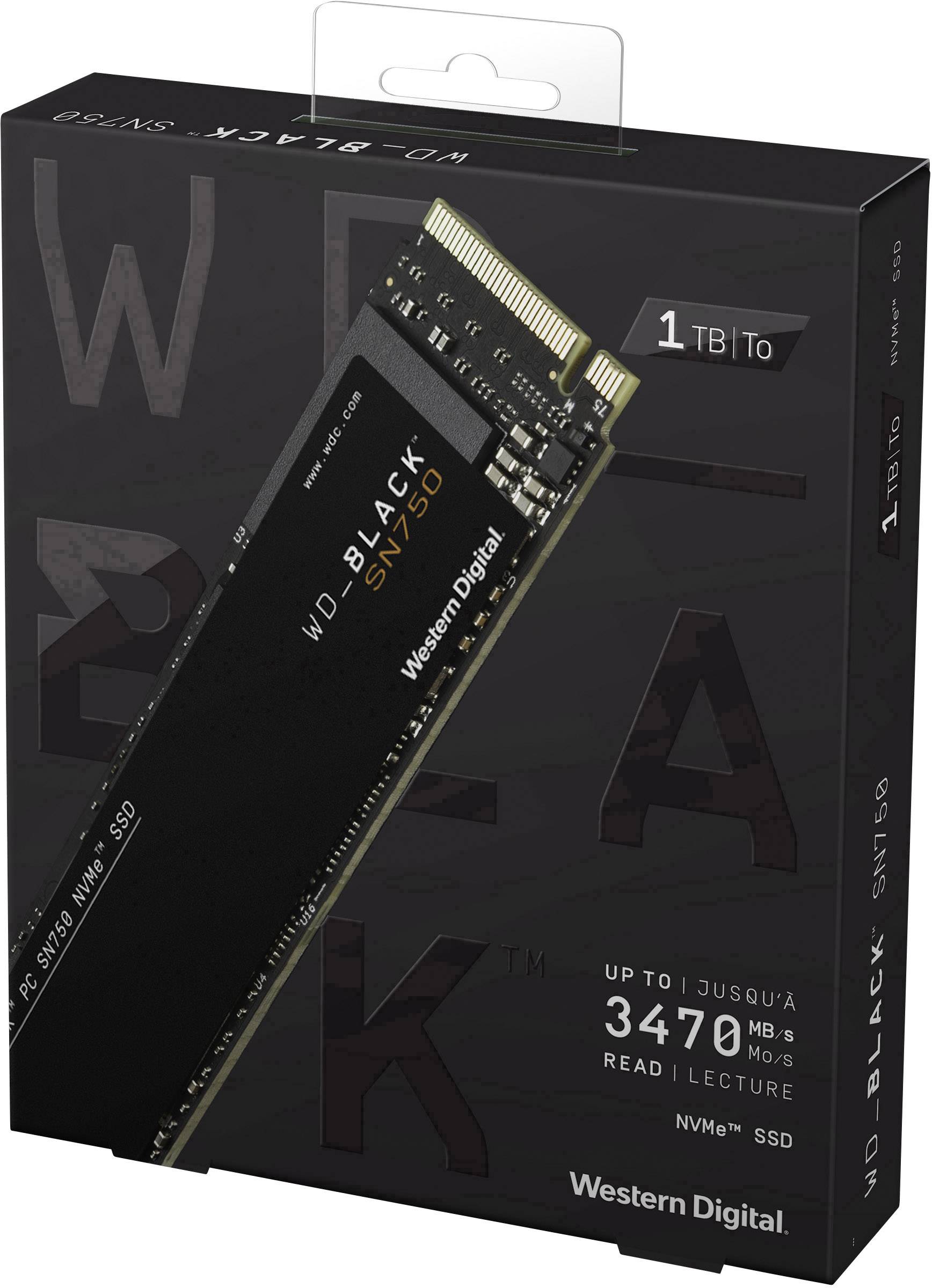 WD Black™ SN750 1 TB NVMe/PCIe SSD M.2 PCIe x 4 Retail WDS100T3X0C-00SJG0 | Conradelektronik.dk