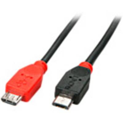 LINDY USB-kabel USB 2.0 USB-micro-B-hanstik, USB-micro-B-hanstik 1.00 m Sort med OTG-funktion 31759