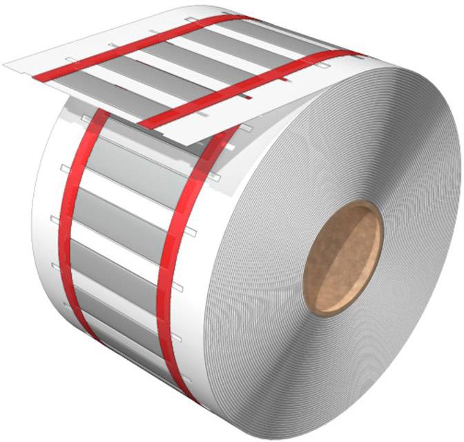 En stor rulle aluminiumsplade, delvist udrullet. Pladen viser røde markeringer og adskilte sektioner.