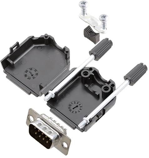 TRU COMPONENTS TCDPPK09BKDBPK 7708672K D-SUB stiftliste-sæt 180 ° Poltal: 9 Loddekop 1 stk
