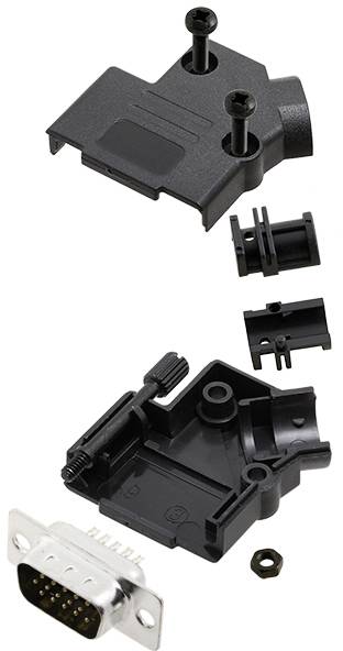 TRU COMPONENTS TCD45PKP09HDP15K 7708560 D-SUB stiftliste-sæt 45 ° Poltal: 15 Loddekop 1 stk