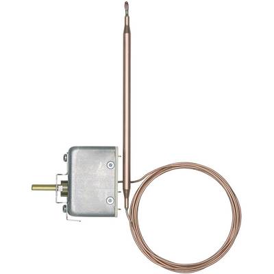 Metalsonde med et tyndt, langt kabel og en firkantet kabinet, sandsynligvis en temperatursensor eller et lignende måleapparat.