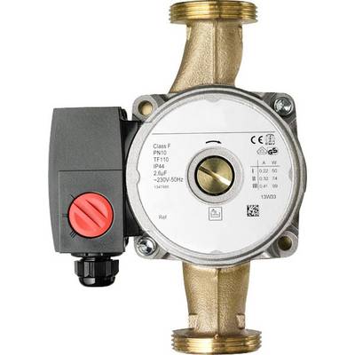 Cirkulationspumpe i metal med elektroniske styringsmekanismer og kobberforsyninger, designet til energieffektiv vandcirkulation.
