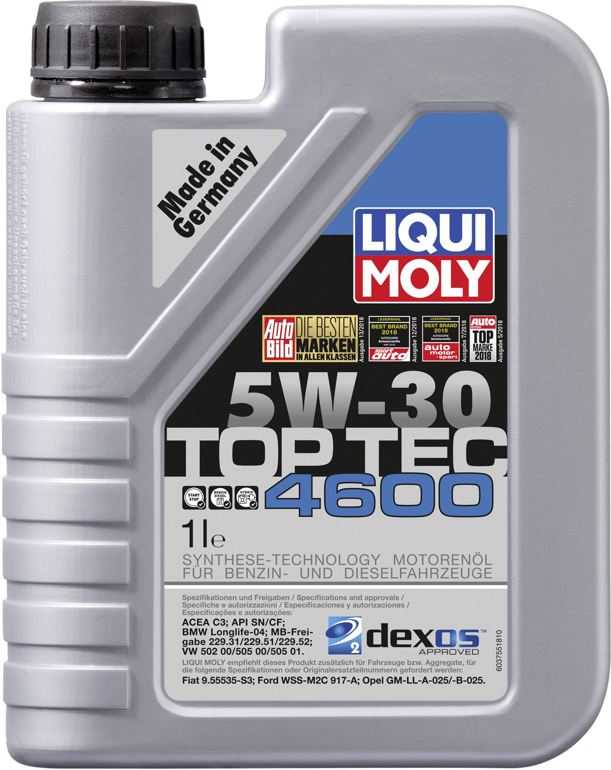Liqui Moly Top Tec 4600 5W-30 3755 Lavfriktionsmotorolie 1 l