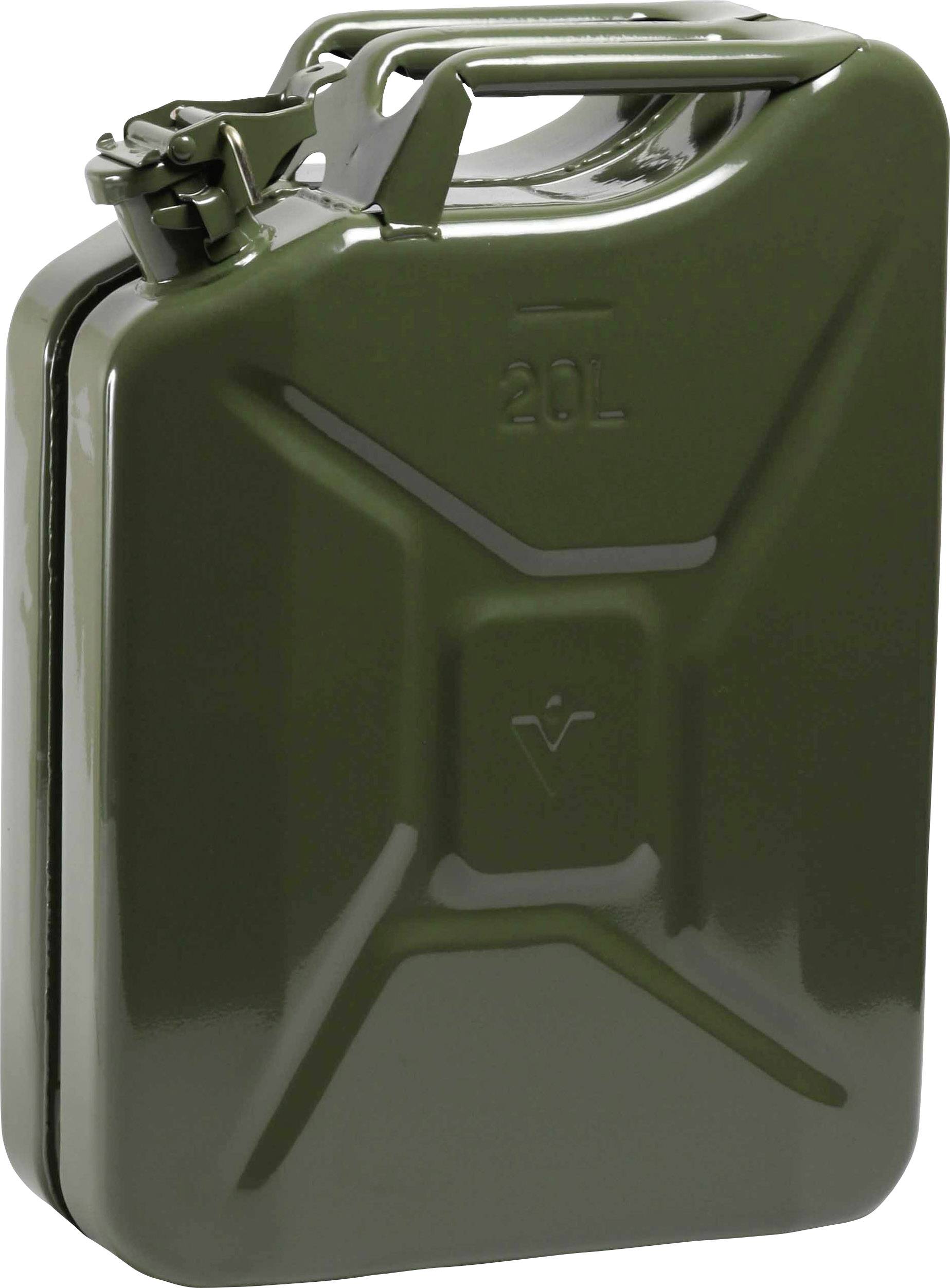 Grøn metaldunk med en kapacitet på 20 liter.