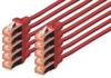 Digitus DK-1644-020-R-10 RJ45 Netværkskabel, patchkabel CAT 6 S/FTP 2.00 m Rød Folieskærm, Samlet skærm, Afskærmet, Halogenfri, Simplex, dobbeltskærmet, snoede par 10 stk